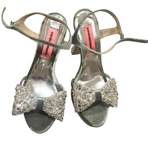 Custommade Arla Crystal Upper Heels Green Size 41 US 10.5 NWB